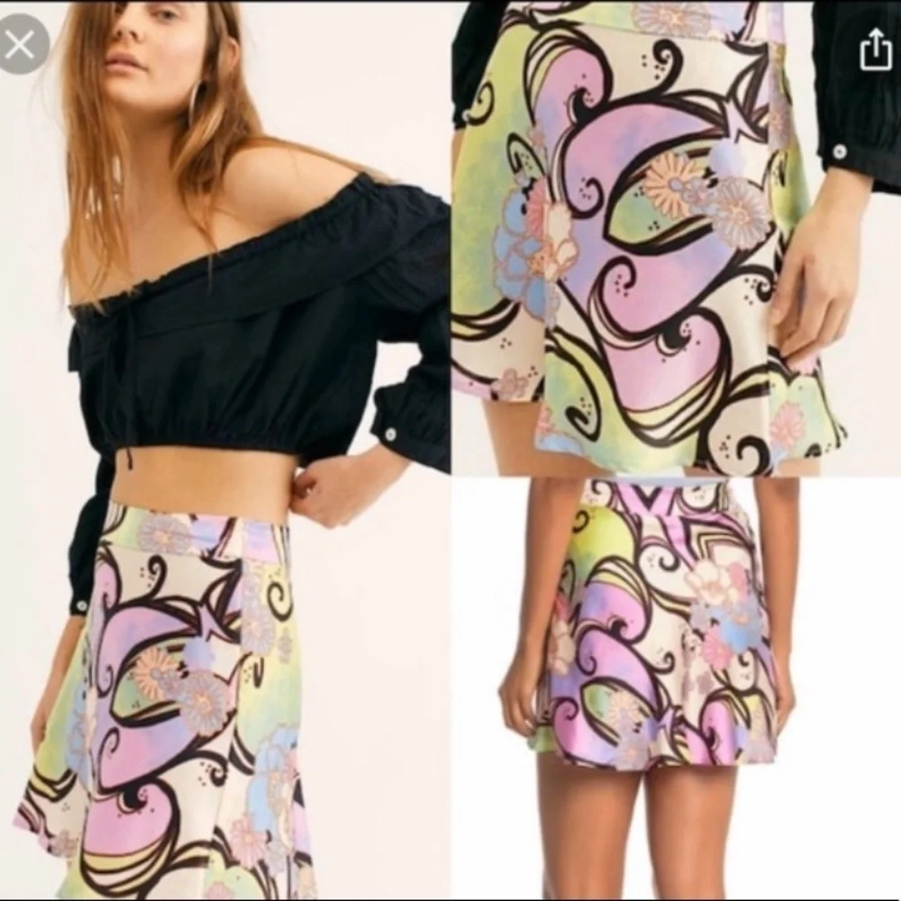 Free People Phoebe Print Mini Skirt